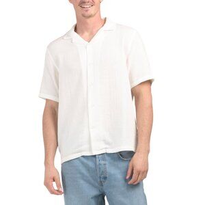 INDUSTRY White Button Down Shirt With Gauze Texture